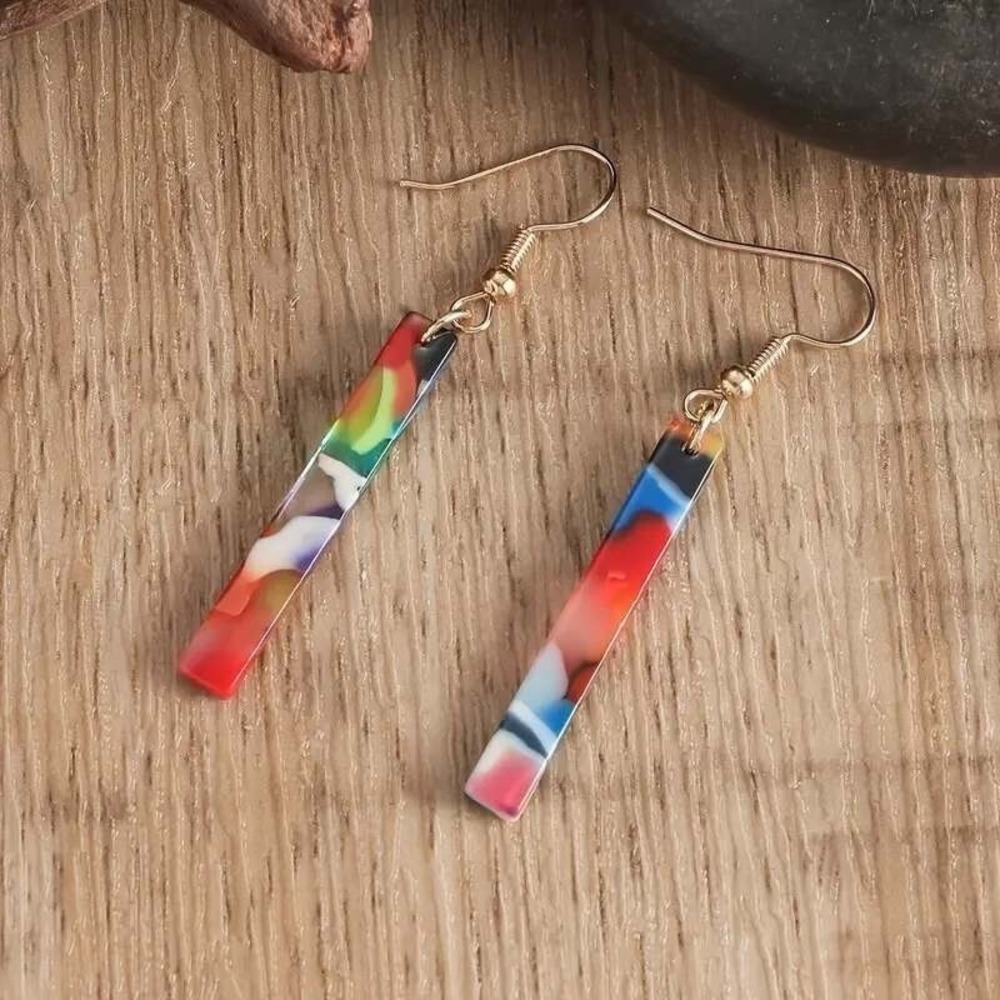 Dangle Earrings‎ Colorful Resin Bar Earrings Funky Modern Jewelry